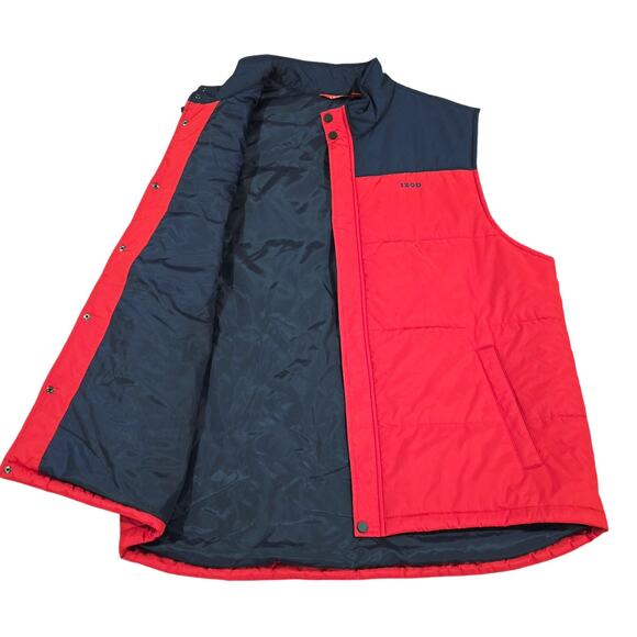 NWT Izod Red And Blue Quilted Lightweight Vest Snap Closure Men Size XXL - Picture 3 of 6